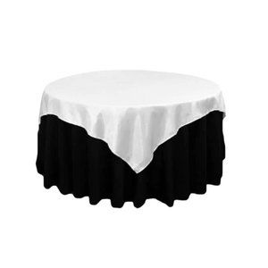 White Square 72" Satin Table Overlay Wedding Party Dining Tablecloth - New